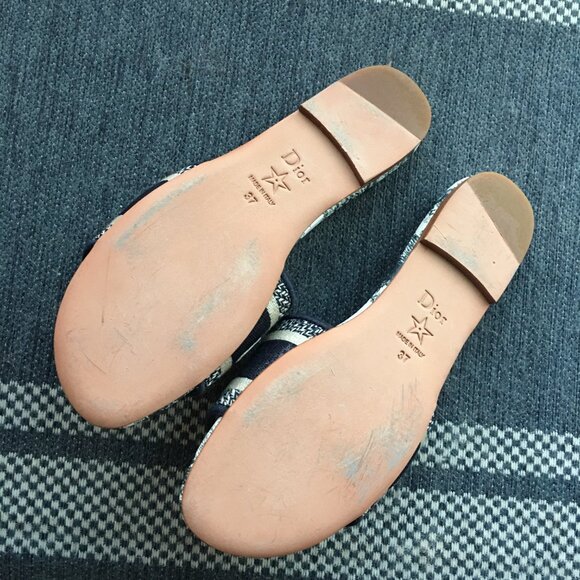 Dior Dway Deep Blue Embroidered Cotton Logo Slides - Picture 4 of 5